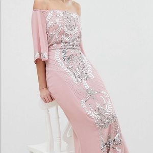 ASOS Embellished Bardot maxi bridesmaid dress